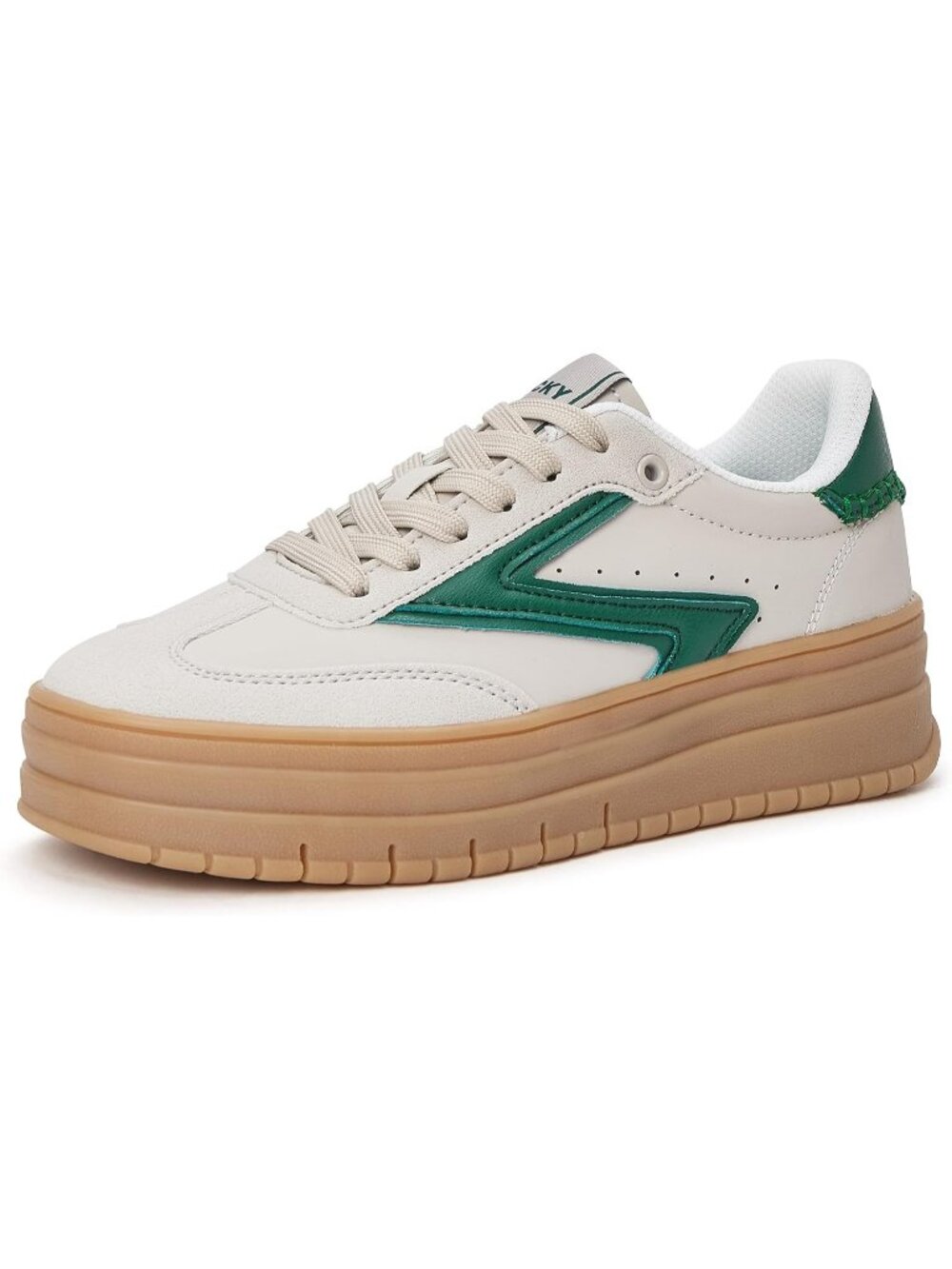 🆕Women's White Green Platform Sneakers Gum Thick Sole Tennis Walking Shoes